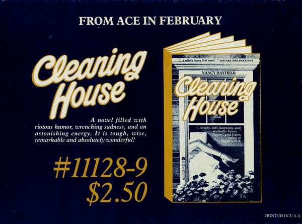 The back of the publicity brochure sent out to the press and bookstores for Ace's paperback launch of Cleaning House.