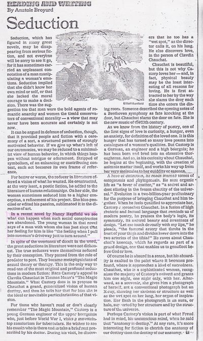 A scan of the Sunday New York Times Book Review column by Anatole Broyard.